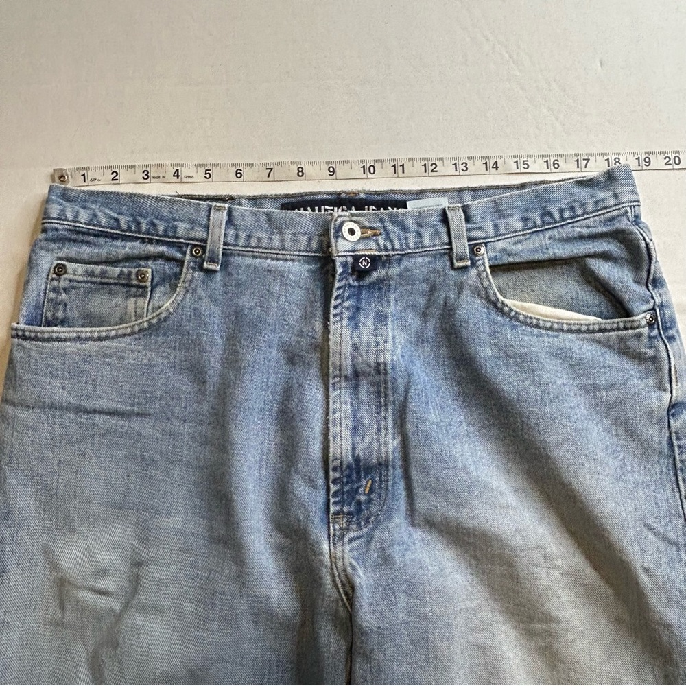 Men Vintage Nautica 36x32 Easy Fit Distressed Blue Jeans - Picture 10 of 16